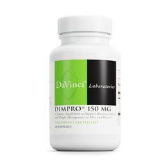 DAVINCI DIMPro 150mg bottle with capsules for hormonal balance support.
