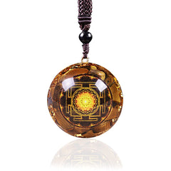 Day Day Up orgonite pendant tiger eye close-up; grounding and daily wear