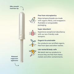 Daye Organic Tampons Super sugarcane applicator for a sustainable insertion experience.