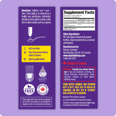 Close-up of Ddrops label highlighting AbsorBoost oil blend.