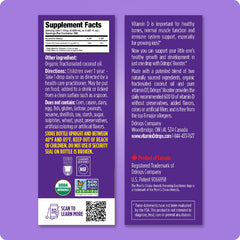 Ddrops Kids Booster ingredients D3 and fractionated coconut oil in a clean formula.