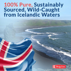 De La Cruz cod liver oil label highlights Icelandic origin and vitamin profile