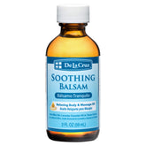 De La Cruz Soothing Balsam bottle pour shows quick absorption.