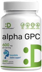 DEAL SUPPLEMENT Alpha GPC 600mg bottle ready for daily focus