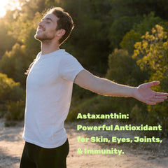 DEAL SUPPLEMENT Astaxanthin bottle top view with dosage information for easy reference.