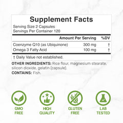 Deal Supplement CoQ10 Omega 3 capsules close-up highlights easy daily use.
