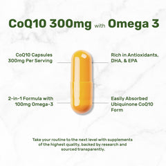 Deal Supplement CoQ10 Omega 3 label detail emphasizes double-strength formula.