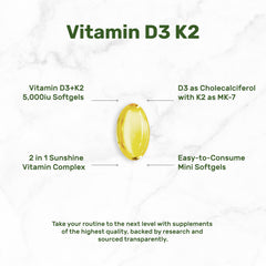 Deal Supplement D3K2 softgel-closeup emphasizes easy-to-swallow capsules.