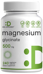 Deal Supplement magnesium glycinate 500mg bottle with label highlighting high absorption