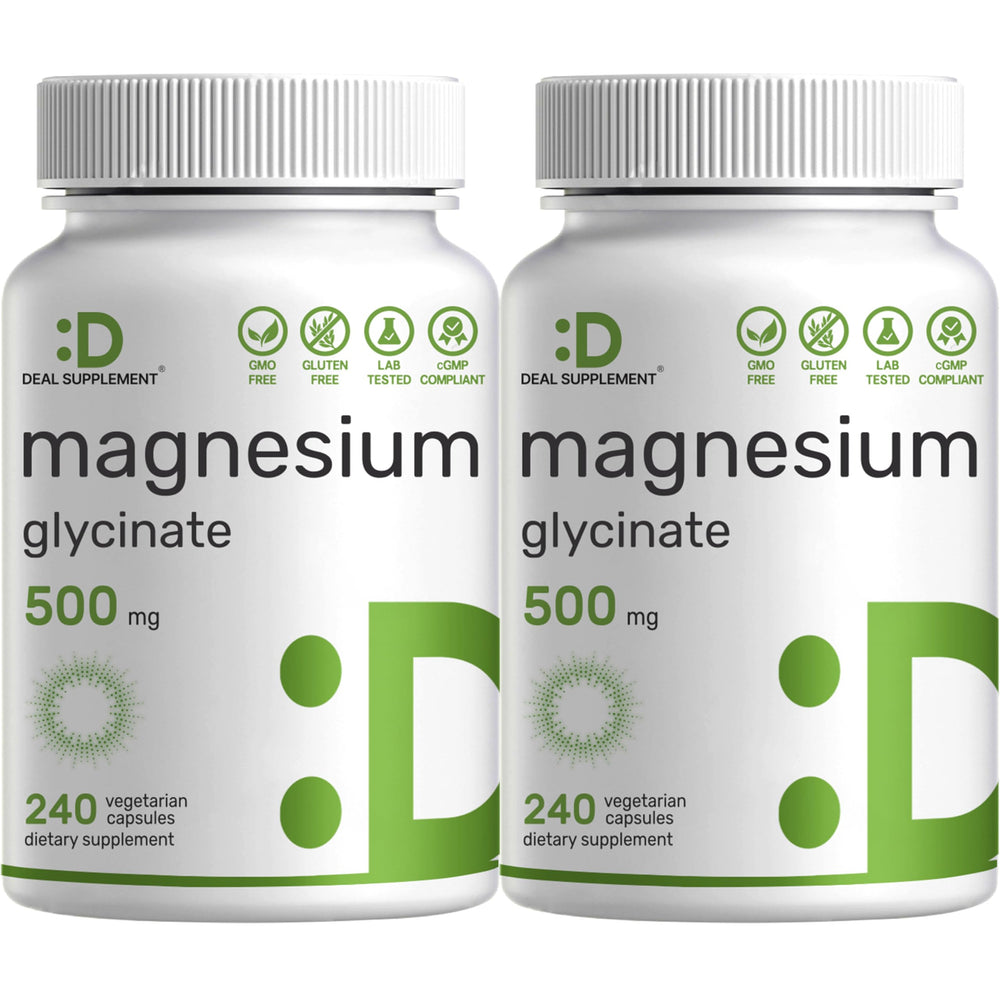 Deal Supplement Magnesium Glycinate bottle front highlights easy absorption.