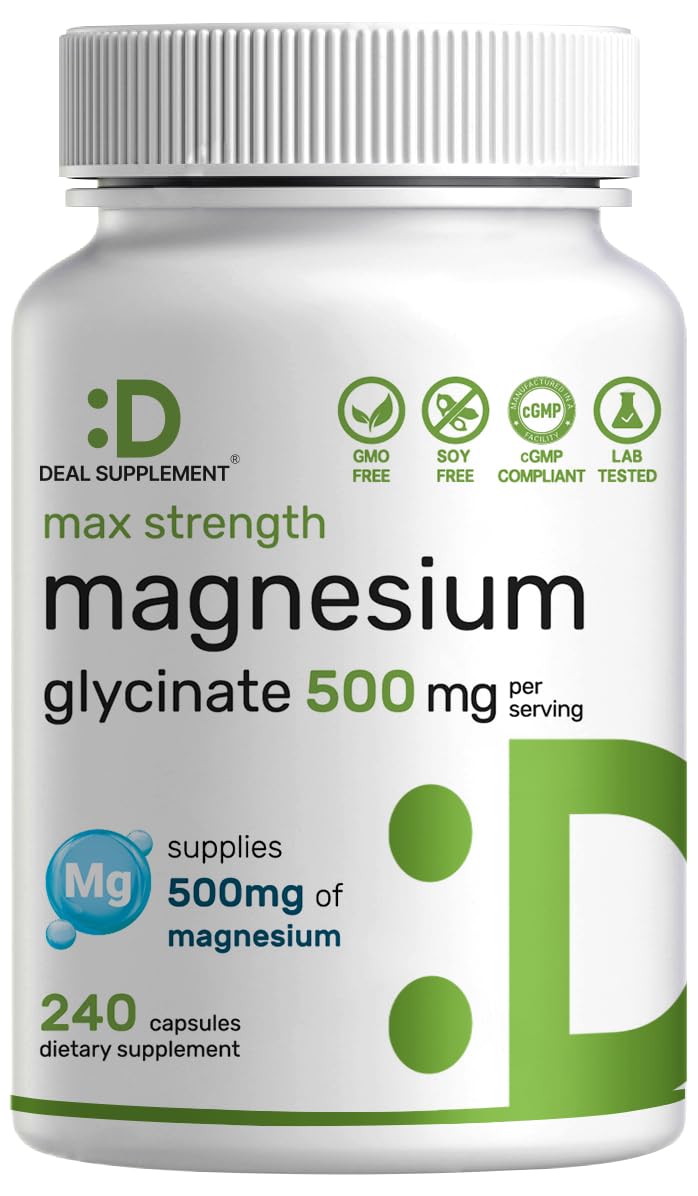 Deal Supplement Max Strength Magnesium Glycinate bottle front for daily wellness support.