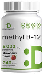 DEAL SUPPLEMENT Methyl B-12 bottle with strawberry flavor for energy support.