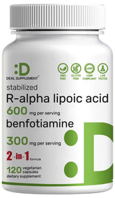 DEAL SUPPLEMENT R-ALA 600mg bottle front for easy daily antioxidant support
