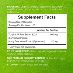 Deal Supplement Tongkat Ali 300:1 capsules with horny goat weed on label.