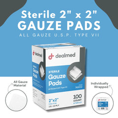 Dealmed 12-ply breathable gauze emphasizes sturdy absorption and gentle skin contact.