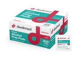 Dealmed 200 sterile alcohol prep pads packaged for quick, portable surface cleaning