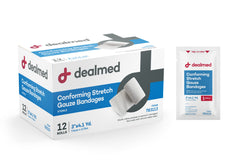 Dealmed gasa conformante de 2 pulgadas en caja de 12 rollos, fácil de usar.