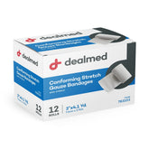 Dealmed gasa conformante de 3 pulgadas en caja de 12 rollos para vendajes rápidos.