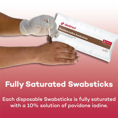 Dealmed 4-inch swabstick image focusing on skin cleansing before procedures
