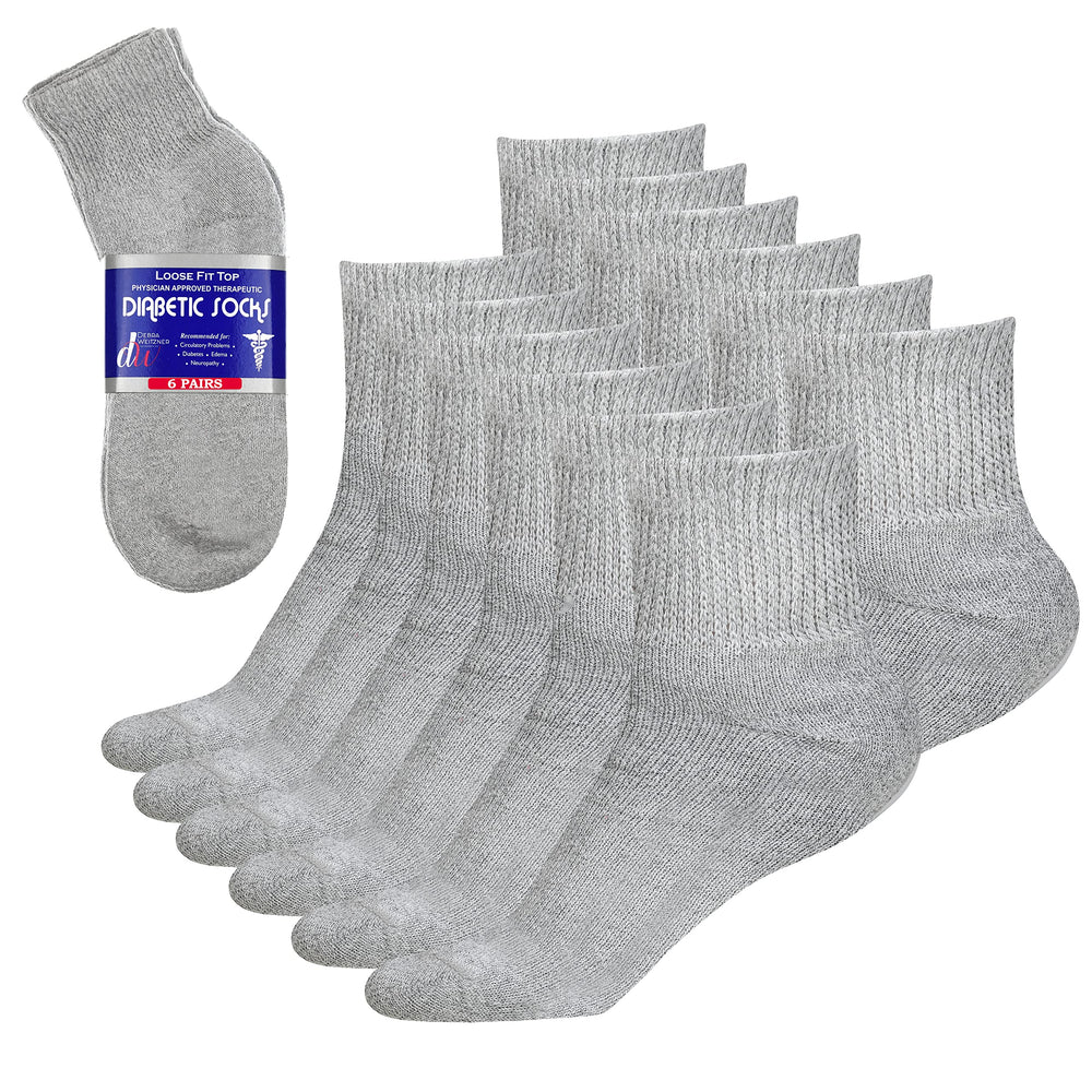 Debra Weitzner diabetic socks for men, ankle grey pack display, comfortable all-day wear