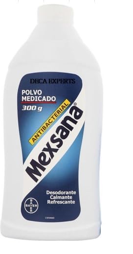 DECA EXPERTS Mexsana foot powder packaging highlights 300g refreshing formula.