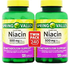 Decatela Spring Valley niacin capsules closeup unflavored daily use