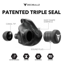 Decibullz remoldable earpieces adapt to your ear shape for lasting comfort.
