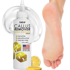 DeEnti Callus Remover bottle for feet with lemon gel softens dry skin