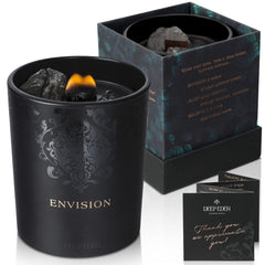 Deep Eden Black Orchid Pine Moss candle label signals premium quality.