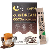 Deepure Dream Chocolate hot cocoa powder can highlights premium ingredients for a soothing nightly ritual