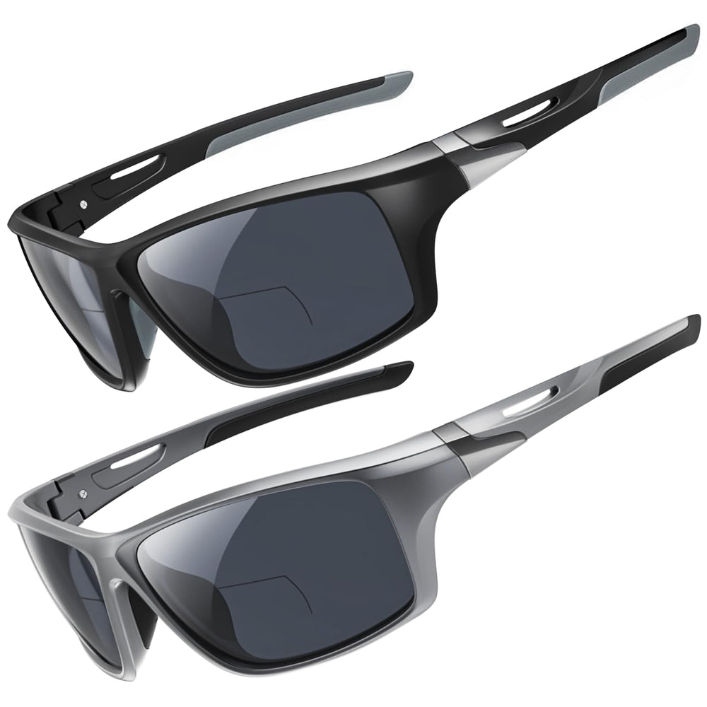 DEHOTRE bifocal reading sunglasses showing two vision zones for distance and near