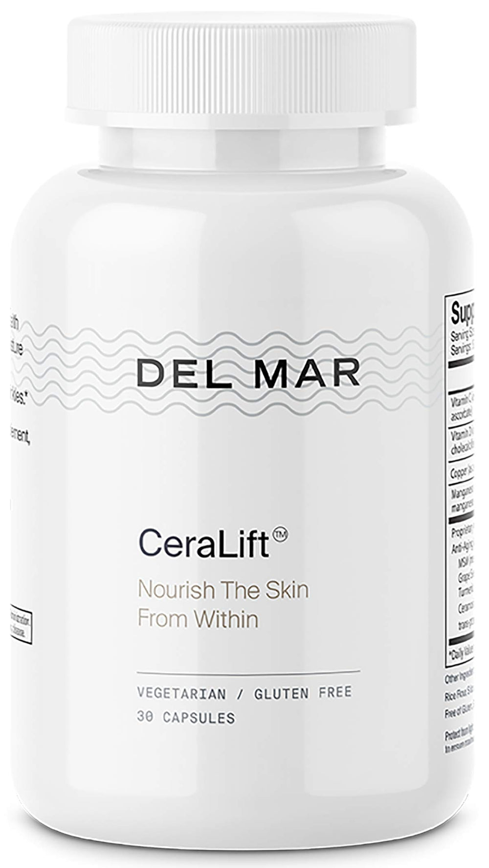 Del Mar Labs CeraLift bottle front suggests a doctor-formulated anti-aging routine