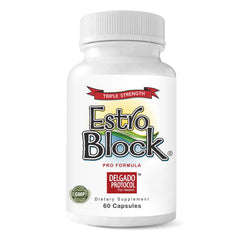 Delgado Protocol EstroBlock Pro triple-strength bottle front suggesting hormonal balance potential.