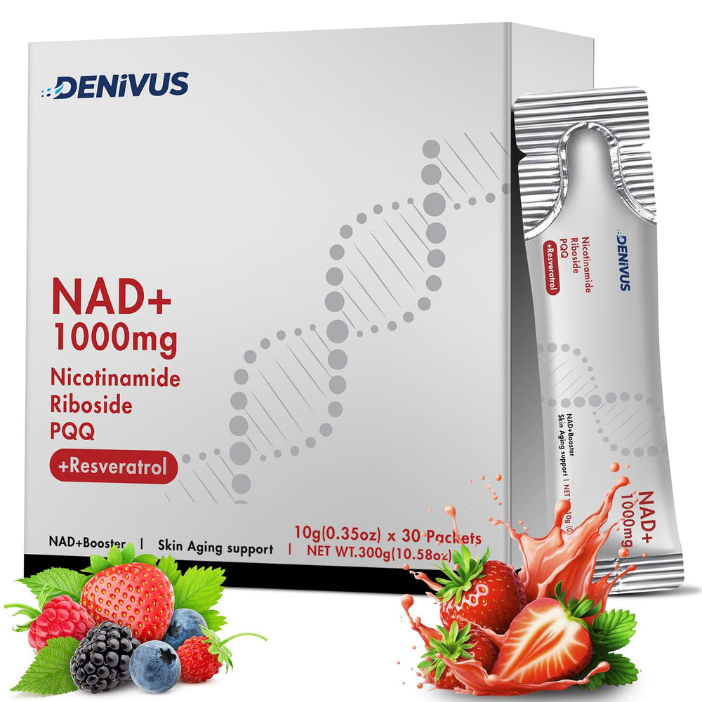 Denivus NAD+ 1000mg berry flavor stick box front for on-the-go energy and focus