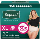 Depend Fresh Protection extra-large underwear for all-day protection and comfort.