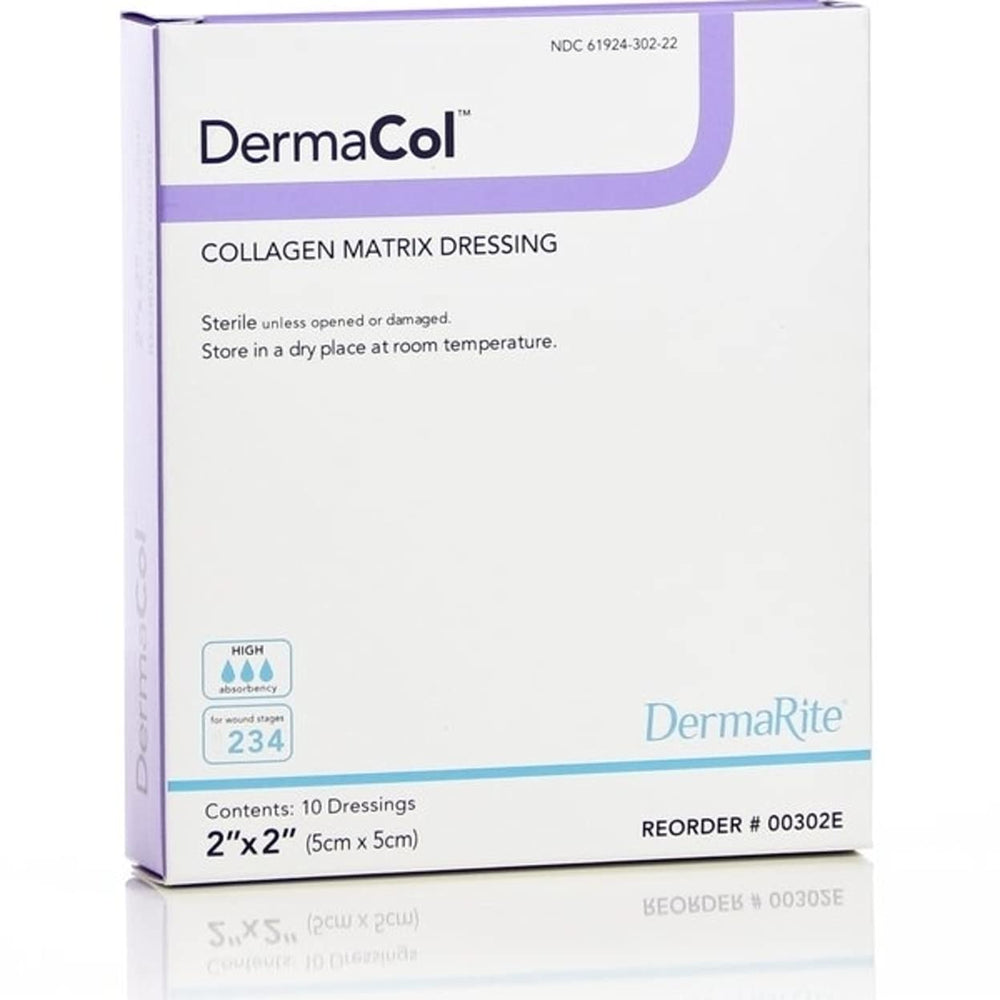 DermaRite Dermacol collagen dressing 2x2 for clinical wound coverage