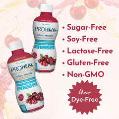 DermaRite ProHeal bottle label highlights 15 g protein per serving.
