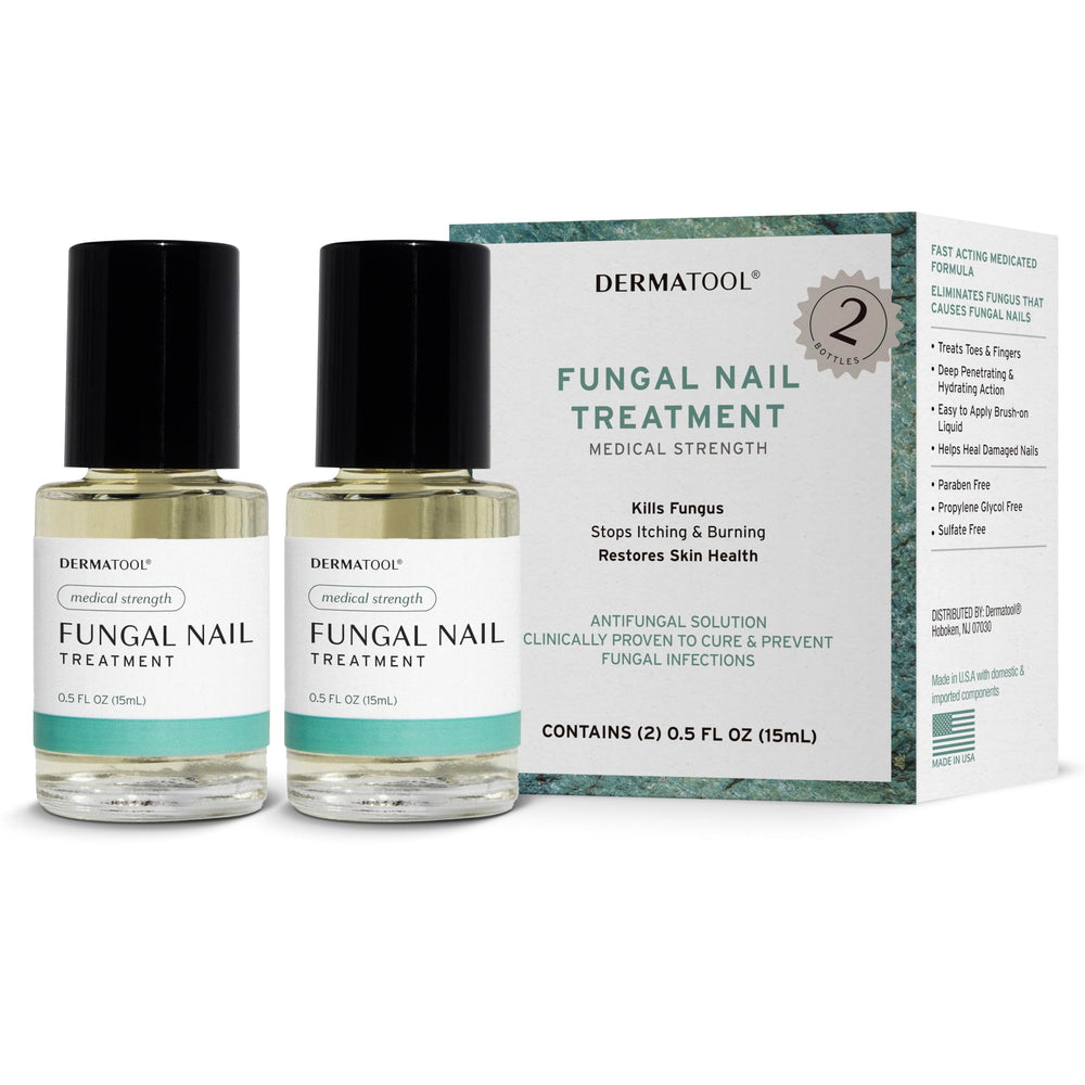 DERMATOOL extra-strength toenail fungus treatment being applied for fast absorption.