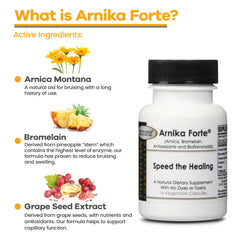 DermAvance Arnika Forte bottle label showing vegan, non-GMO formulation