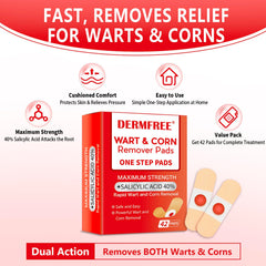 DERMFREE Wart Corn Remover Pads 42-count layout ready for consistent at-home use.