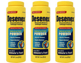 Desenex antifungal powder bottle ready for use to help keep feet dry.