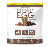 Designer Wellness Designer Egg bottle shows protein-packed packaging for daily shakes