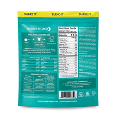 Designer Wellness Designer Whey pour into glass showing quick-mix convenience for post-workout recovery.