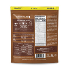 Designer Wellness Designer Whey probiotic fiber blend label highlighting gut support.