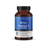 Designs for Sport Omega 3 HI-PO bottle front highlights high-potency omega-3 for daily support