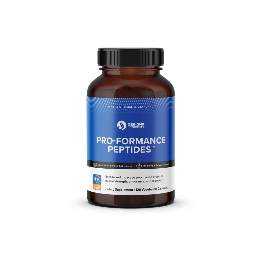 Designs for Sport Pro-Formance Peptides bottle front for recovery-focused use.
