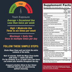 Detoxify Mega Clean bottle label close up with ingredients emphasis