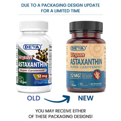 DEVA Astaxanthin 12mg capsules ready for vegan nutrition on the go.