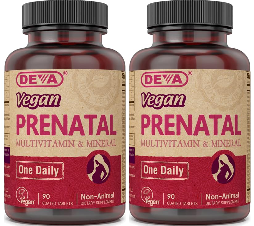 DEVA Prenatal Vitamin bottle front view for vegan daily support.