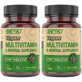DEVA Tiny Tablets vegan multivitamin bottle front view for daily nutrition